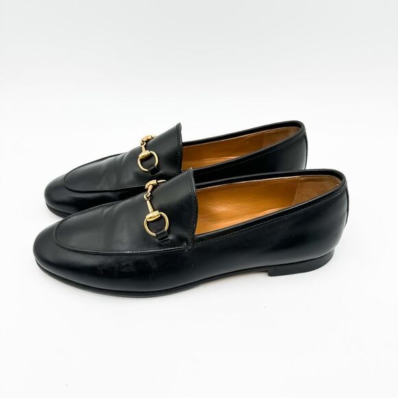 Gucci Jordaan Horsebit Loafer Black Leather Flats Buckle 37, 7 - Picture 6 of 15